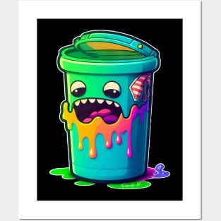 Colorful Slime Trash Can Sticker #4 Posters and Art